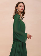 Dark Green Chiffon Special Occasion Wraps with Long Sleeves BMbride