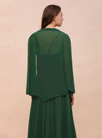 Dark Green Chiffon Special Occasion Wraps with Long Sleeves BMbride