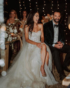 Romantic Backless A-Line Floor-Length Wedding Dress with Sweetheart Lace BM bride