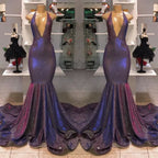 V-Neck Halter Mermaid Evening Dress with Sequins BM bride