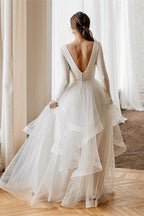 Long Sleeve Tulle Wedding Dress BM bride