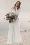 Long Sleeve Boho Lace Wedding Dress BM bride
