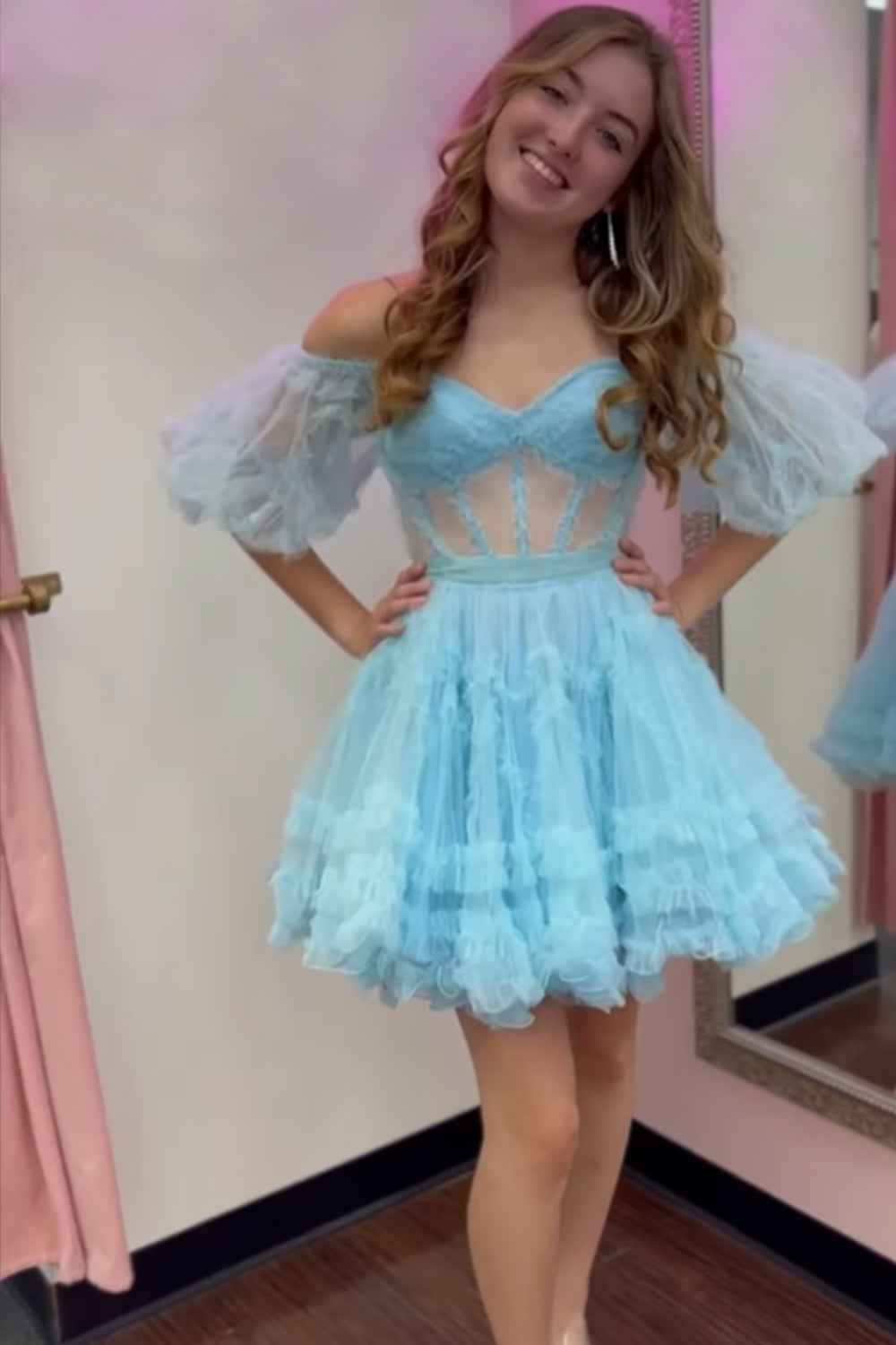 Royal Blue Corset A-Line Short Homecoming Dress Bmbride