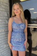 Sparkly Fuchsia Sleeveless Sequin Tight Short Homecoming Dress