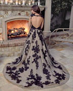 Princess Tulle Wedding Dress Long Sleeves With Appliques Online BM bride