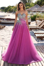 Charming Tulle Strapless Sleeveless Mermaid Long Prom Dress With Sequins