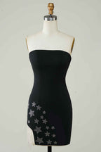 Pink Tight Homecoming Dress with Star and Fringes Bmbride