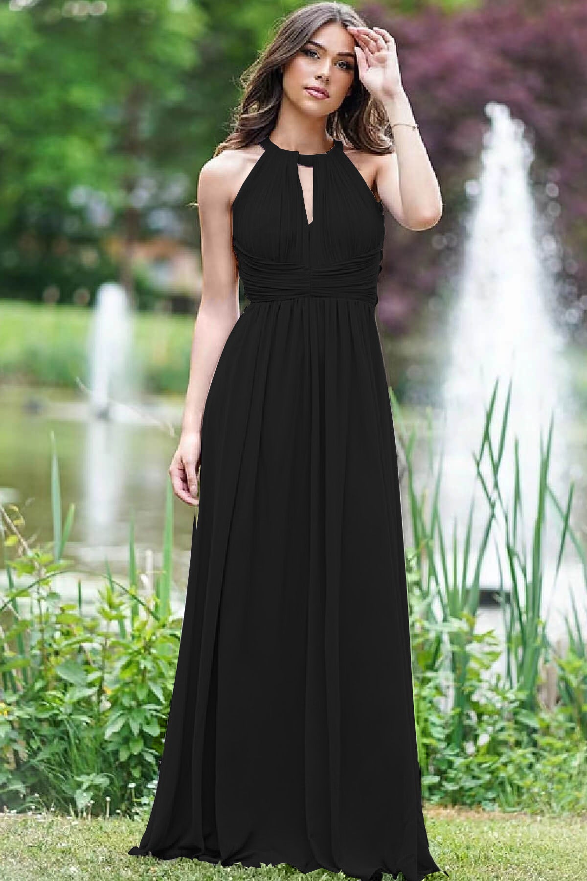 Elegant Lilac Halter Sleeveless A-Line Prom Dress with Open Back BM bride