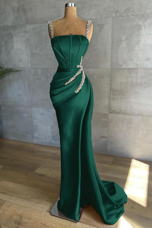 Straps Mermaid Appliques Bead Prom Dress BM bride