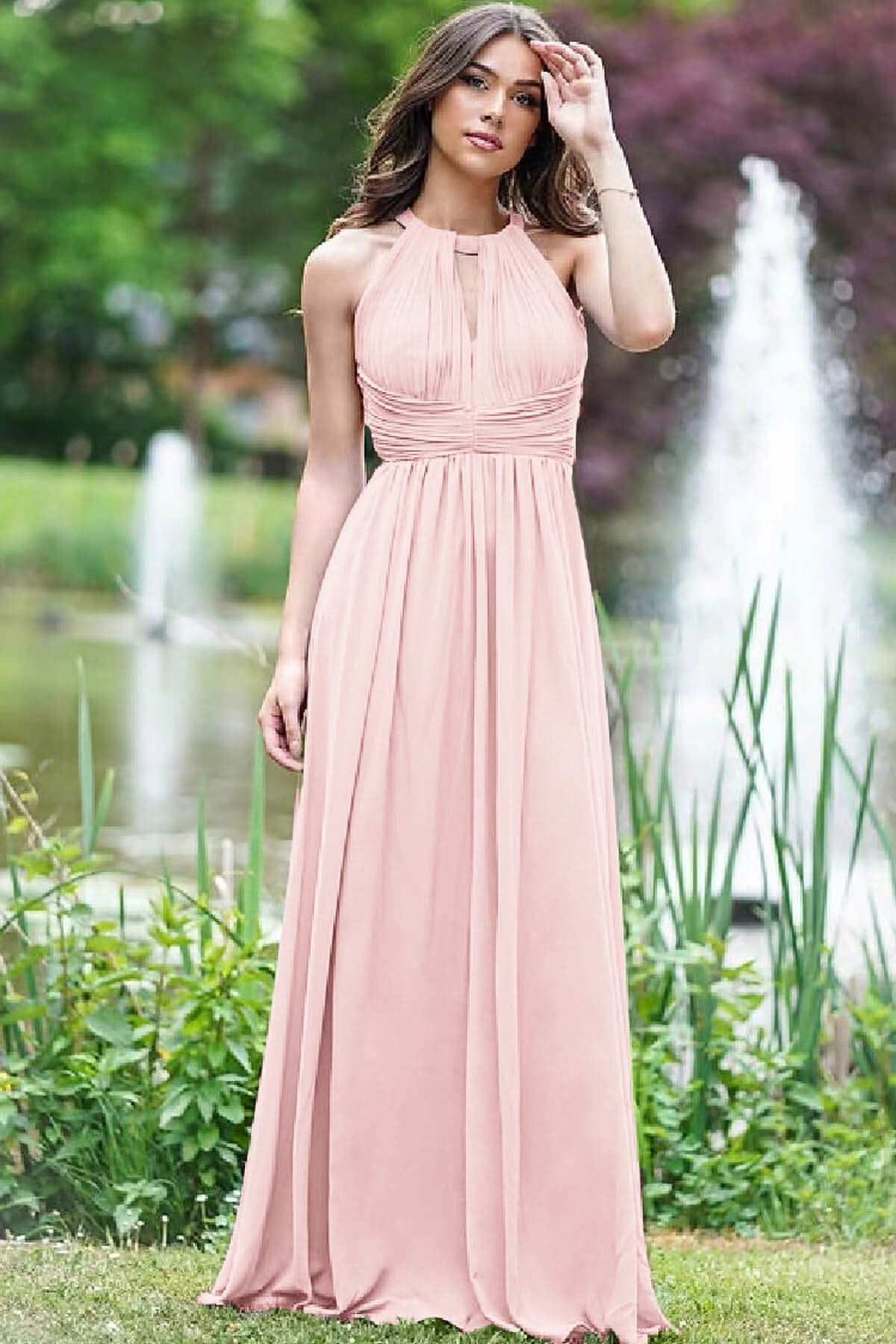 Elegant Lilac Halter Sleeveless A-Line Prom Dress with Open Back BM bride
