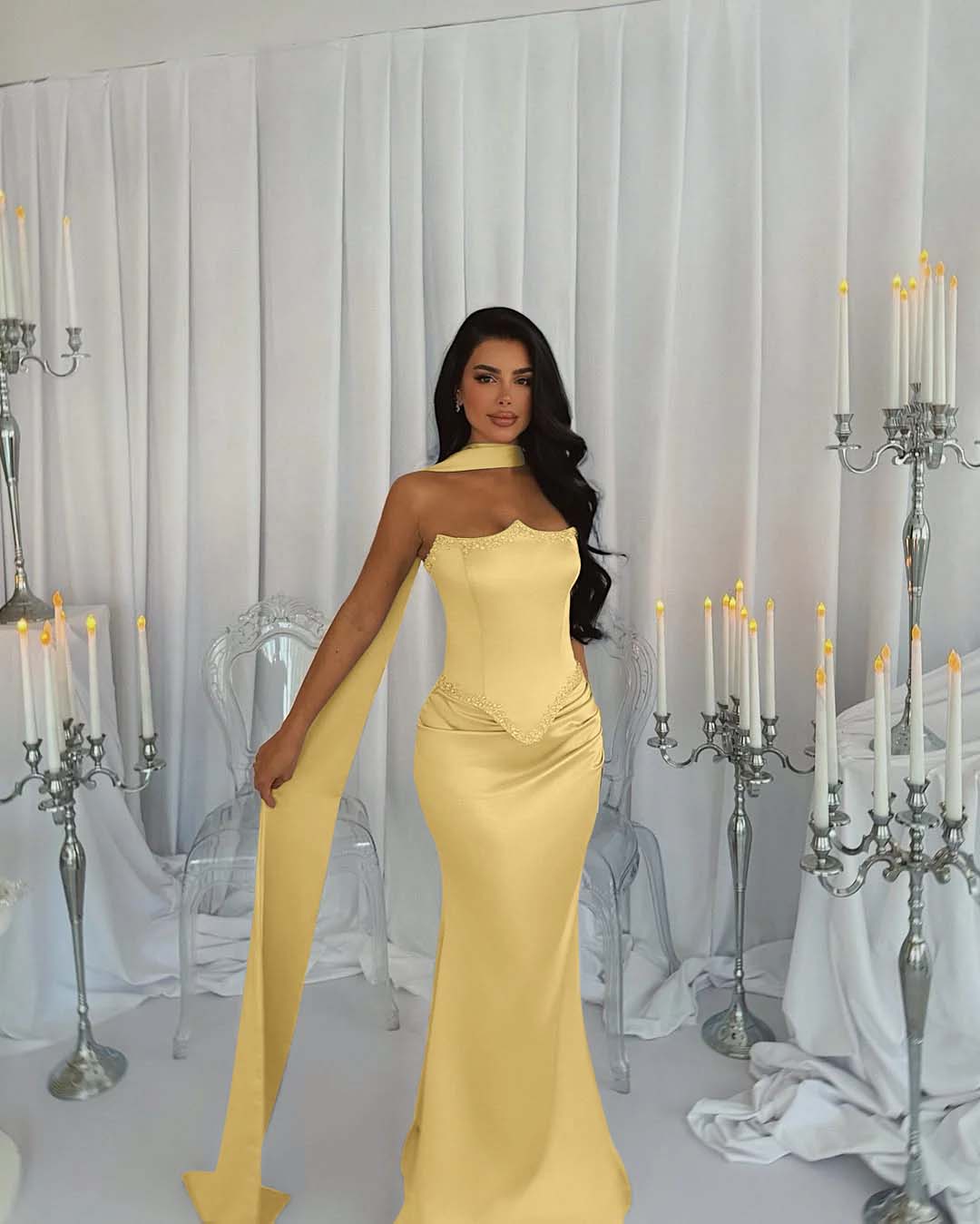 Strapless Sleeveless Long Mermaid Prom Dress With Beading Pleated BMBRIDE