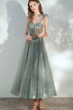 Gorgeous Sweetheart Straps A Line Sequins Prom Dress With Tulle