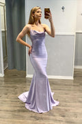 Light Purple Spaghetti-Straps Mermaid Prom Dress BM bride