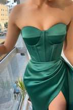 Amazing Emerald Green Sweetheart Long Mermaid Prom Dress with Slit BM bride