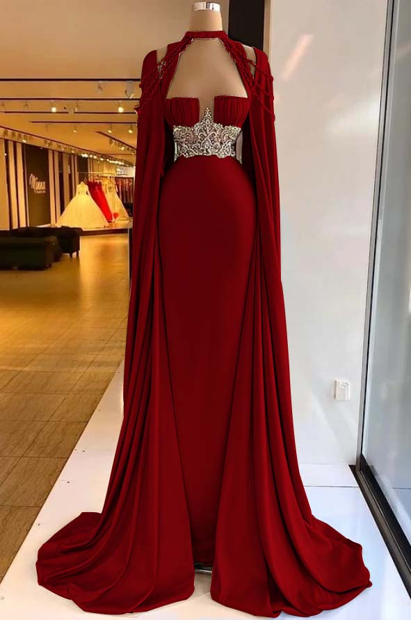 Halter Sleeveless Long Mermaid Prom Dress With Pleated Beading