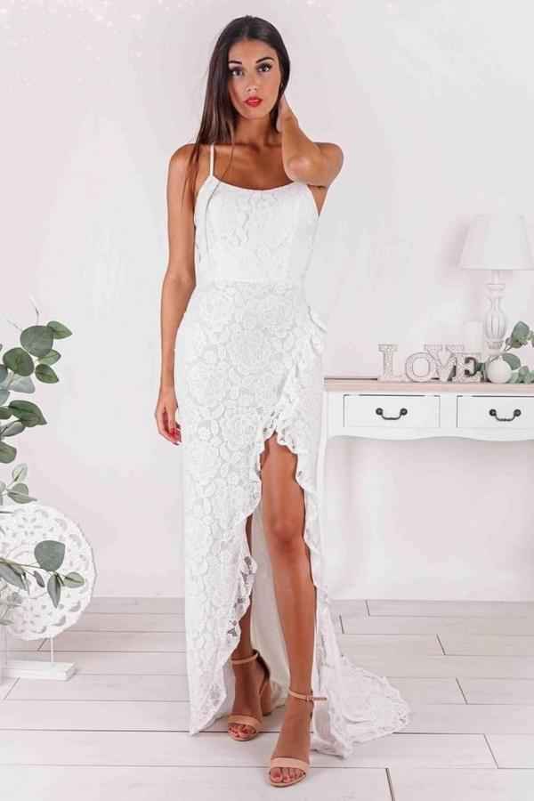 Gorgeous Sleeveless Spaghetti Strap Backless Prom Dress With Split