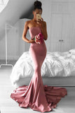 Pink Strapless Mermaid Prom Dress BM bride