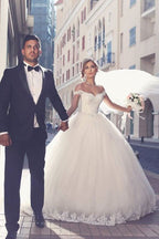 Romantic White Wedding Dress Sweetheart With Lace BM bride