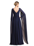 Deep V-Neck Long Sleeves Chiffon Floor-Length Dress BMbride