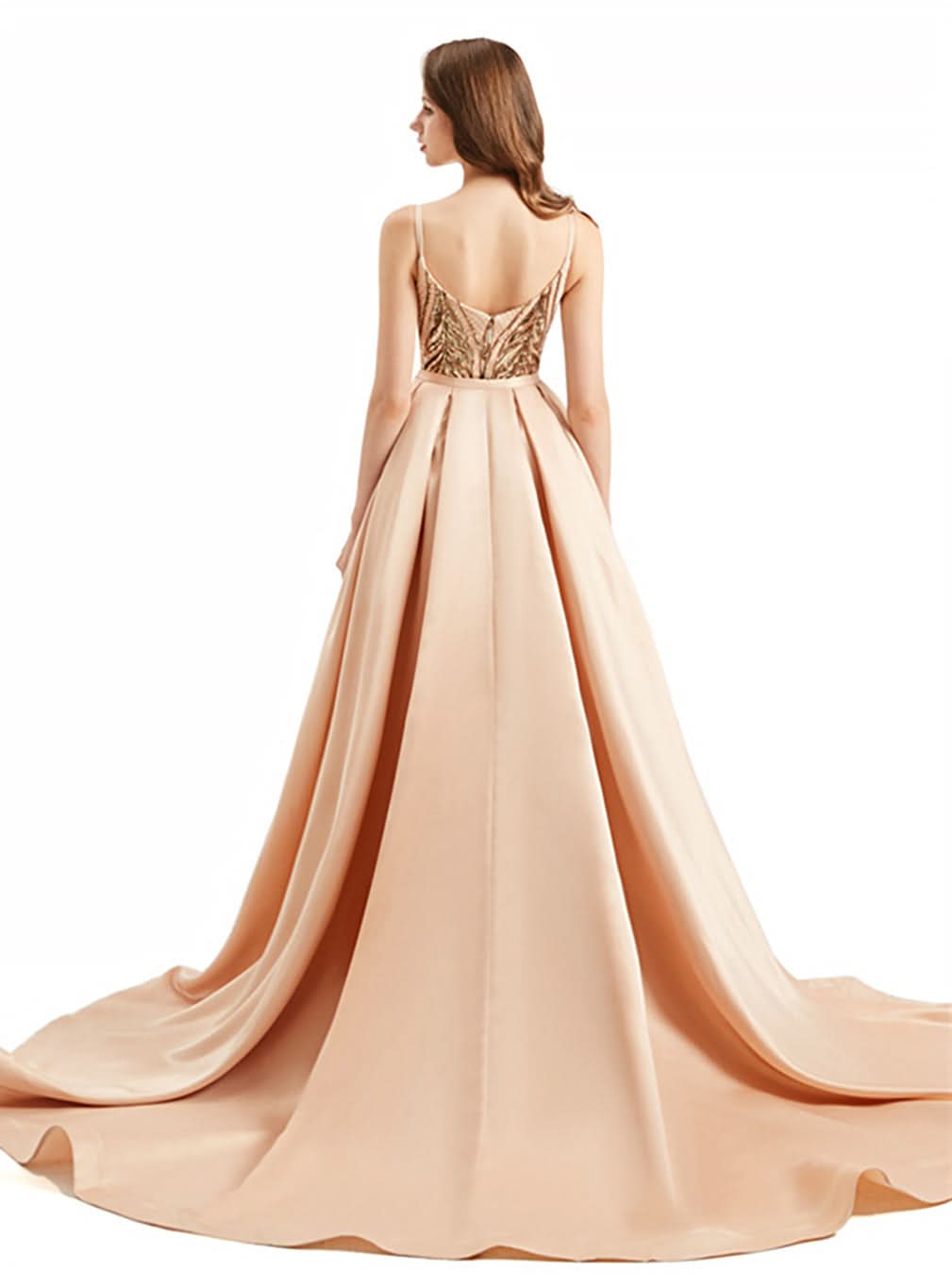 Deep V-Neck Spaghetti Straps Sleeveless Mermaid Dress BMbride
