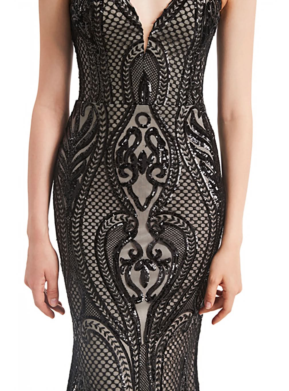 Deep V-Neck Spaghetti Straps Sleeveless Mermaid Dress BMbride