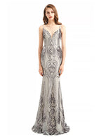 Deep V-Neck Spaghetti Straps Sleeveless Mermaid Dress BMbride
