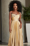 BMbride Designer A-line One Shoulder Sequined Prom Dress With Slit BMbride
