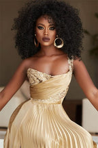 BMbride Designer A-line One Shoulder Sequined Prom Dress With Slit BMbride