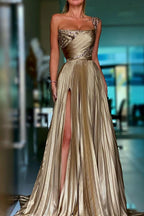 BMbride Designer A-line One Shoulder Sequined Prom Dress With Slit BMbride