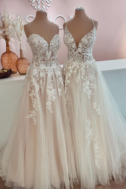 BMbride Designer Elegant A-Line Sweetheart Wedding Dresses With Lace BMbride