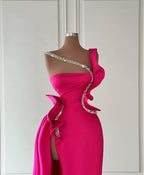 BMbride Designer Long Glitter Sleeveless Split Front Prom Dress With Ruffles BMbride