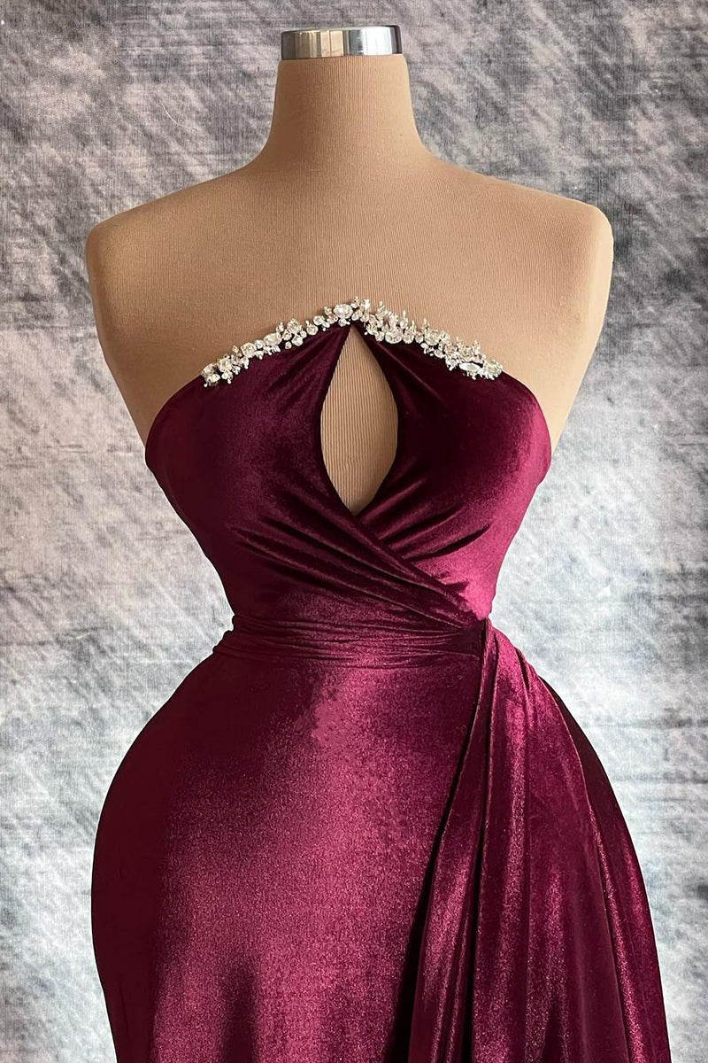 BMbride Designer Long Velvet Sequined Long Sleeves Prom Dress With Train BMbride
