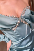 BMbride Designer Off-the-shoulder Long Sleeves Glitter Mermaid Prom Dress With Glitter BMbride