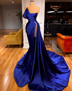 BMbride Designer Royal Blue Long Mermaid Prom Dress With Split BMbride