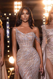 BMbride Designer Sequined Sleeveless Mermaid Prom Dress With Beads BMbride