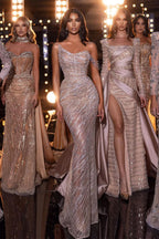 BMbride Designer Sequined Sleeveless Mermaid Prom Dress With Beads BMbride
