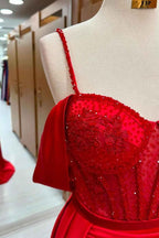 Spaghetti Strap Off the Shoulder Sleeveless Long Prom Dress With Sequins