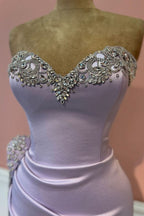 Elegant Violet Sweetheart Prom Dress with Beadings and Side Slit BM bride