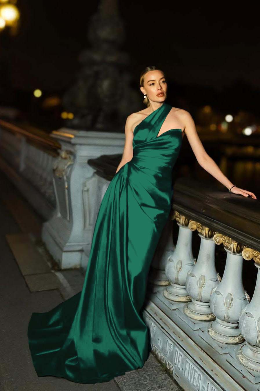 One Shoulder Sleeveless Mermaid Long Prom Dress With Ruffles Pleated