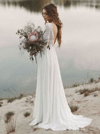 Long Sleeve Boho Lace Wedding Dress BM bride