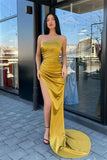 Strapless Mermaid Evening Dress Long Charmeuse with Split BM bride