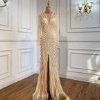 Sexy Black Sequin Prom Dress, Long Sleeve V-Neck High Slit Mermaid BM bride