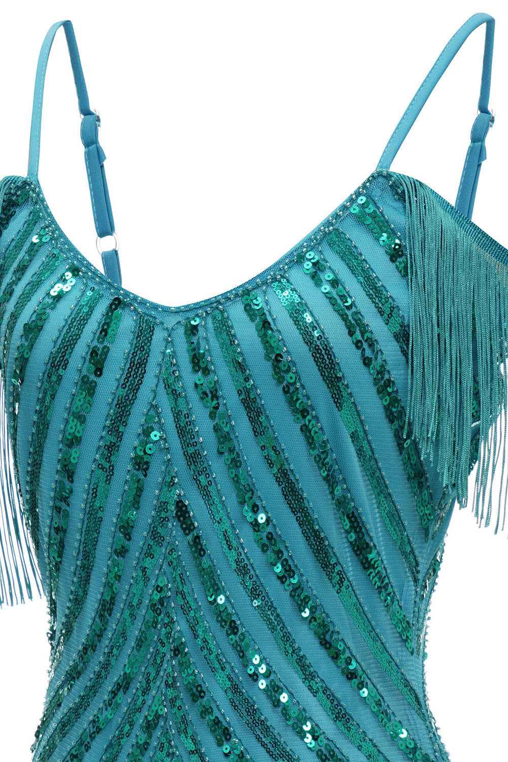 Sparkly Turquoise Tight Sequins Short Homecoming Dress with Fringes Bmbride