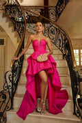 Chic Strapless Sleeveless Long Prom Dress With Pleated Ruffles