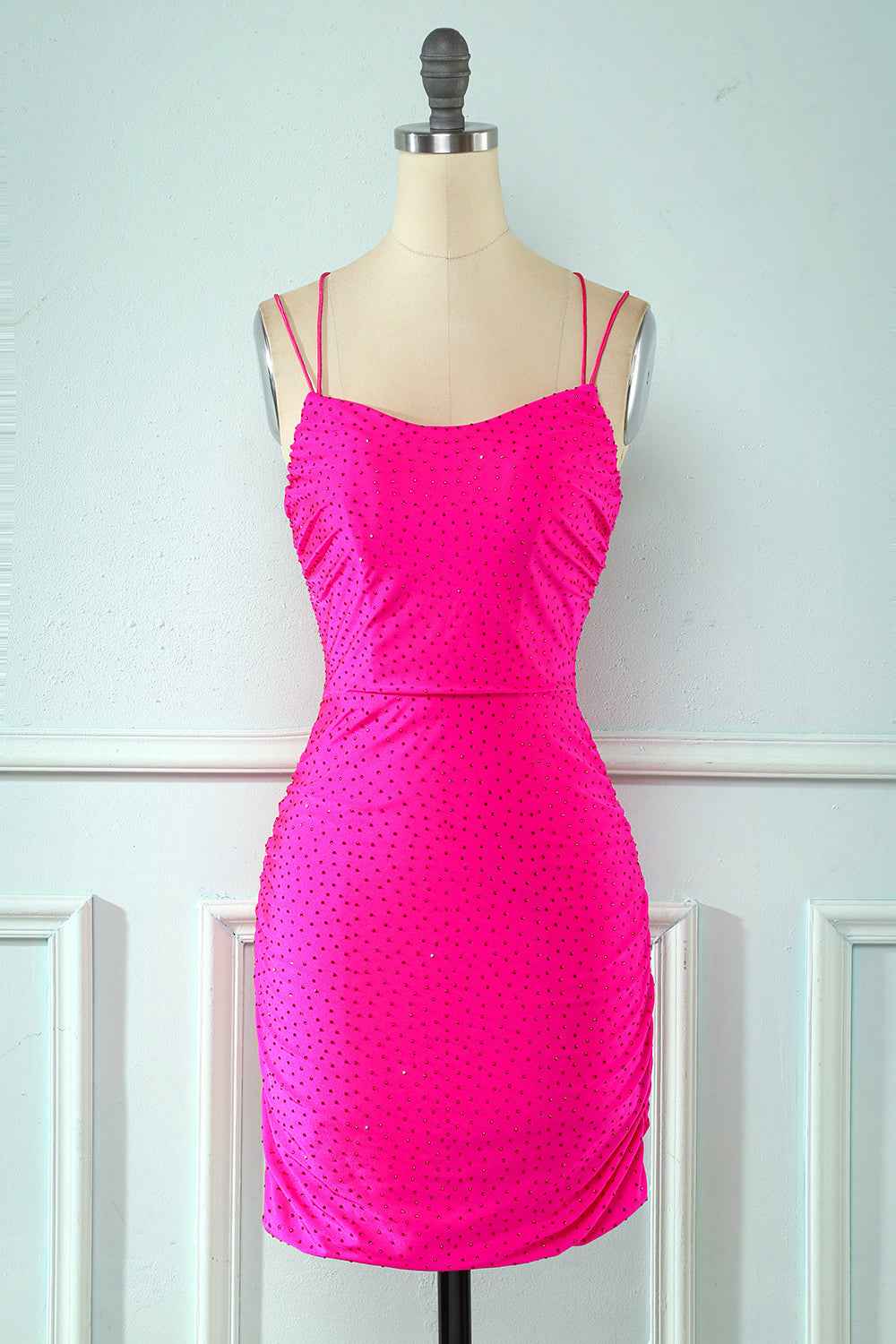 Rose Pink Lace Up Tight Homecoming Dress Bmbride