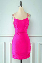 Sparkly Navy Sequined Lace-Up Back Tight Homecoming Dress Bmbride