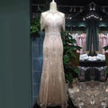 Luxurious Crystal Beaded Prom Dress, Short Sleeves, Sweetheart BM bride