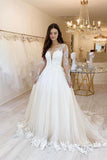 Sweetheart Long Sleeve Tulle Wedding Dress with Lace BM bride
