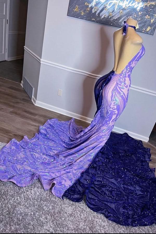 Elegant Sleeveless Halter Evening Dress with Appliques BM bride
