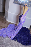 Elegant Sleeveless Halter Evening Dress with Appliques BM bride
